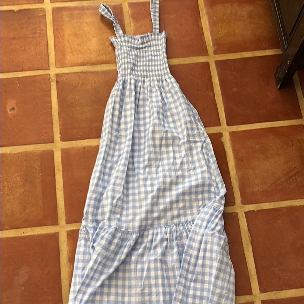 Hill House Blue and White Gingham Maxi Dress